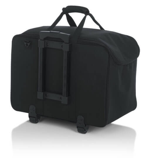 WHEELED, LIGHTWEIGHT TOTE BAG DESIGNED TO FIT UP TO FOUR (4) LED STYLE PAR LIGHTS WITH ADJUSTABLE DI